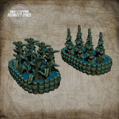 Chinampas mesoamericanas - Render