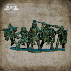 Guerreros con lanza aztecas - Render