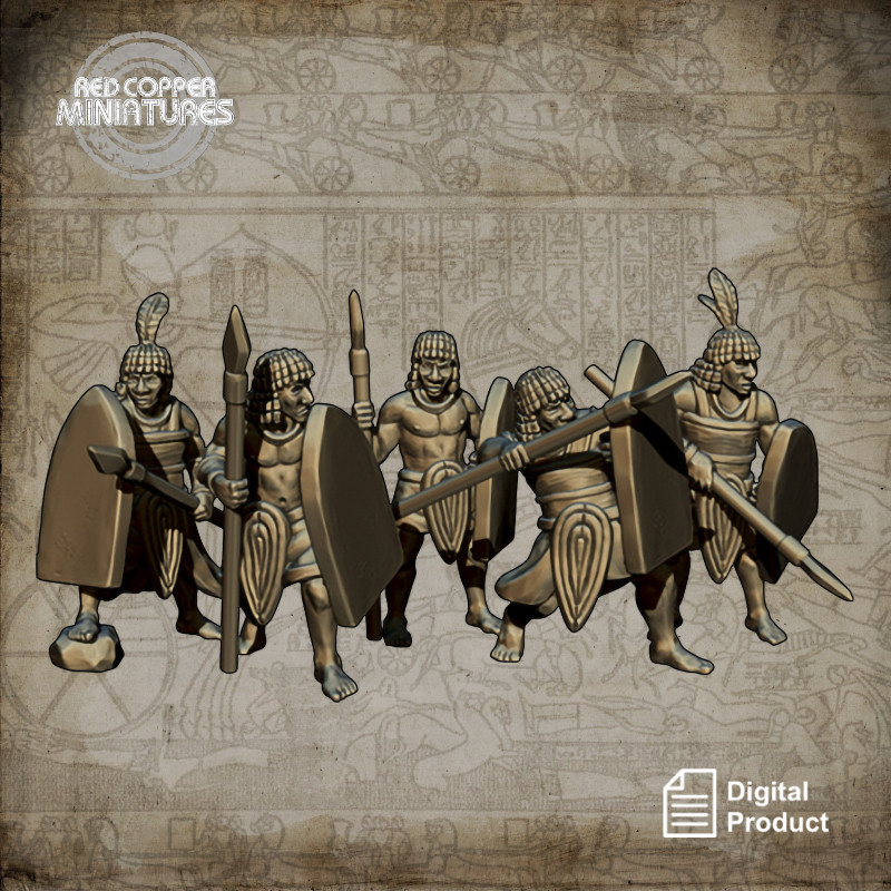 Lanceros nubios del Imperio Nuevo de Egipto - Render