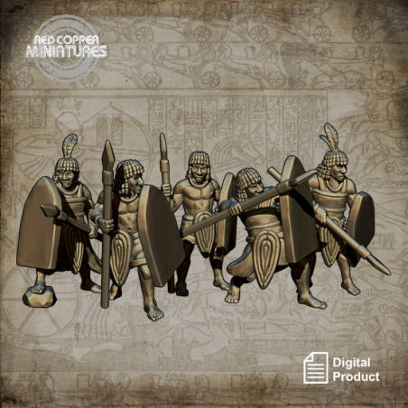 Lanceros nubios del Imperio Nuevo de Egipto - Render