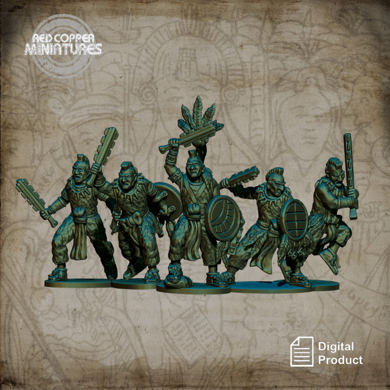 Guerreros rapados aztecas - Render