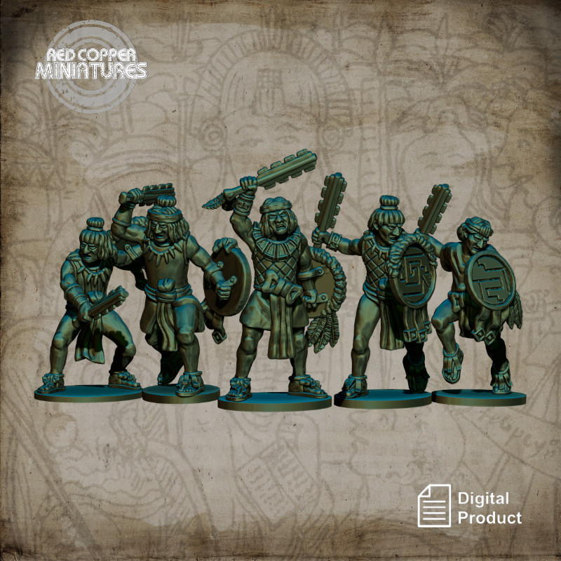Aztec warriors with macuahuitl - Render