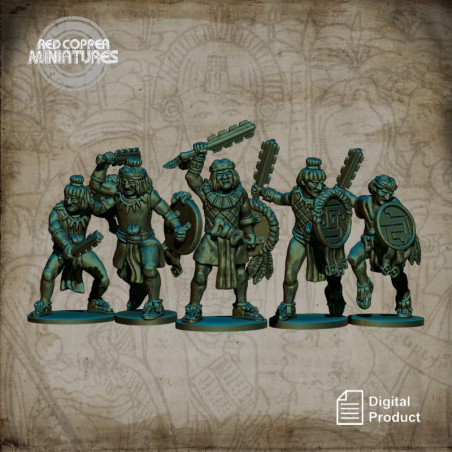 Aztec warriors with macuahuitl - Render