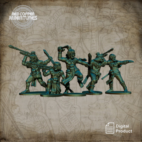 Hostigadores con atlatl aztecas - Render