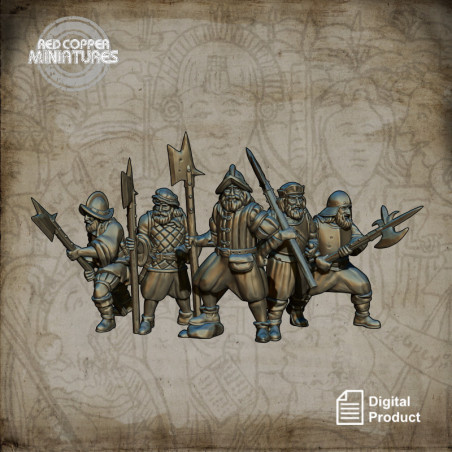 Spanish conquistadors halberdiers - Render
