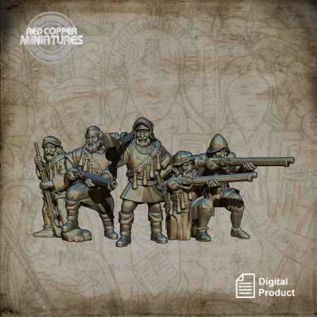 Arcabuceros de los conquistadores españoles - Render