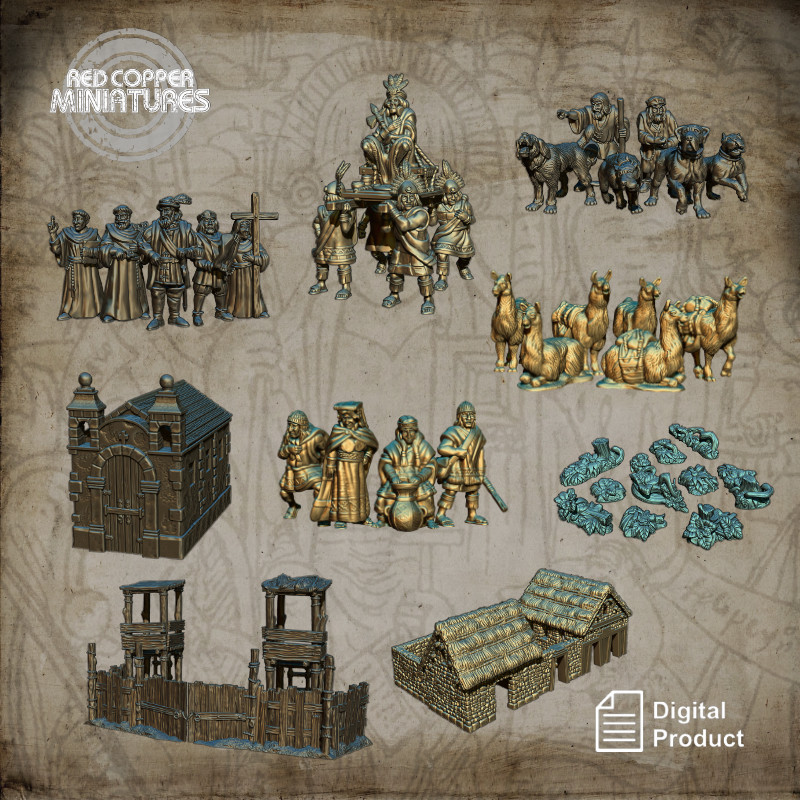 Pack de archivos STL de escenografía y baggage de la conquista de América II - Render