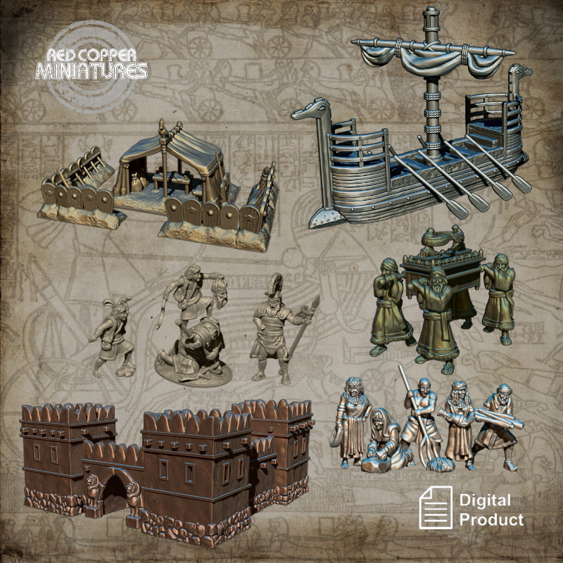 Pack de archivos STL de escenografía y baggage de la Edad de Bronce - Render