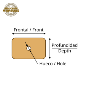 Peanas rectangulares redondeadas de MDF con hueco para imanes de neodimio - esquema