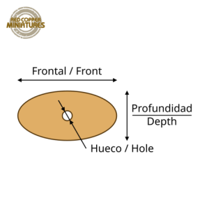 Peanas ovaladas de MDF con hueco para imanes de neodimio - esquema