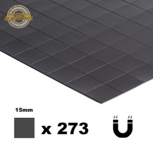0.9mm adhesive magnetic sheet precut into 15x15mm squares