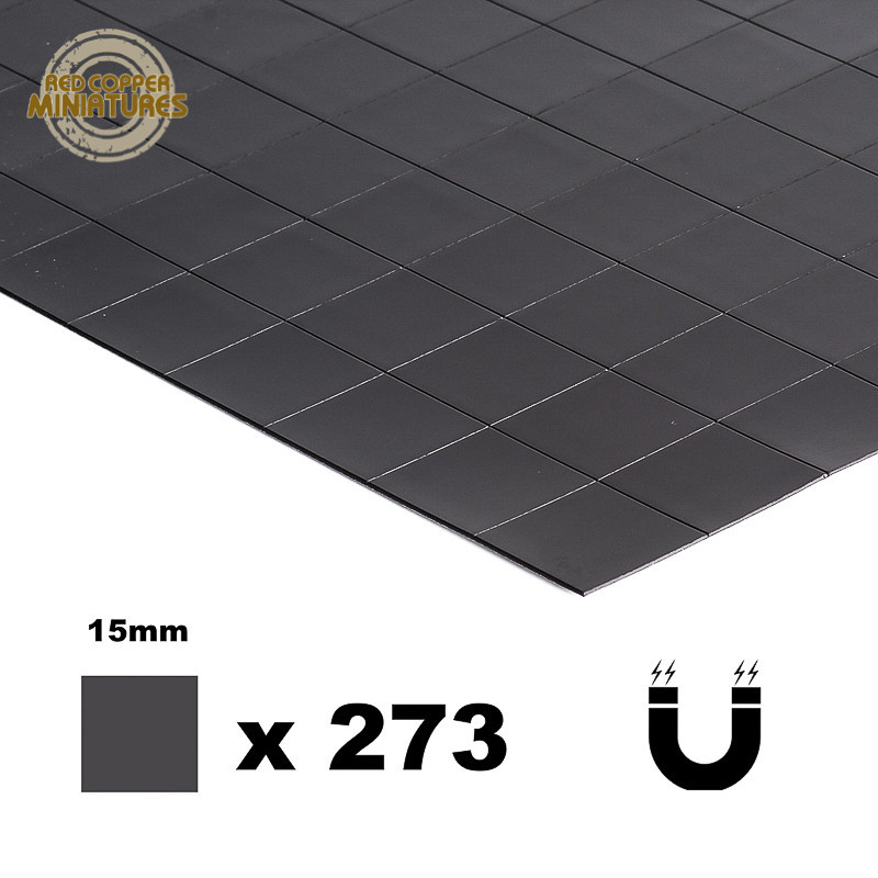 0.9mm adhesive magnetic sheet precut into 15x15mm squares
