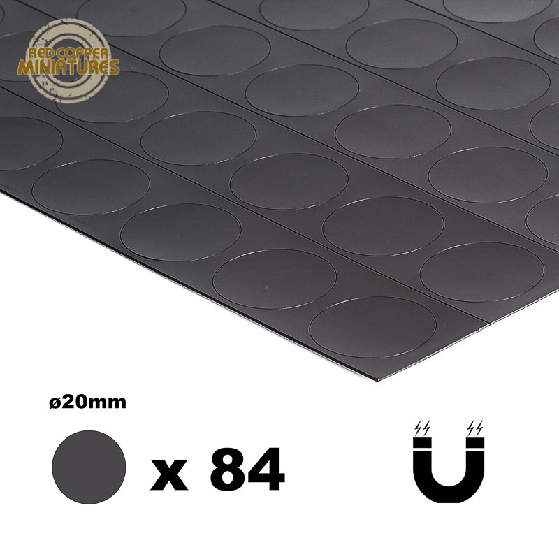 Lamina magnética adhesiva de 0.9mm precortada en redondos de ø20mm