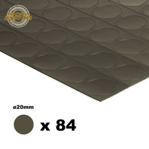 0.75mm adhesive metal sheet precut into ø20mm rounds