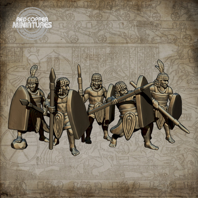 Lanceros nubios del Imperio Nuevo de Egipto - Render
