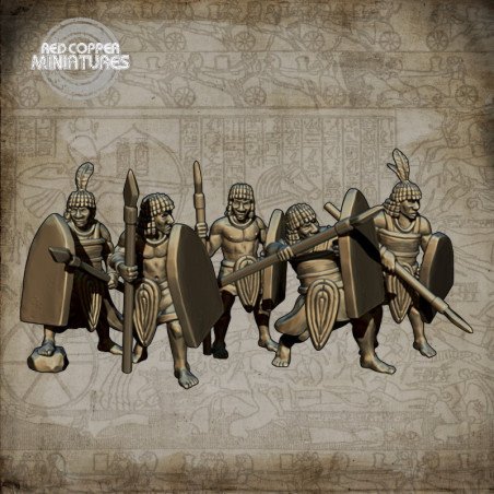 Lanceros nubios del Imperio Nuevo de Egipto - Render
